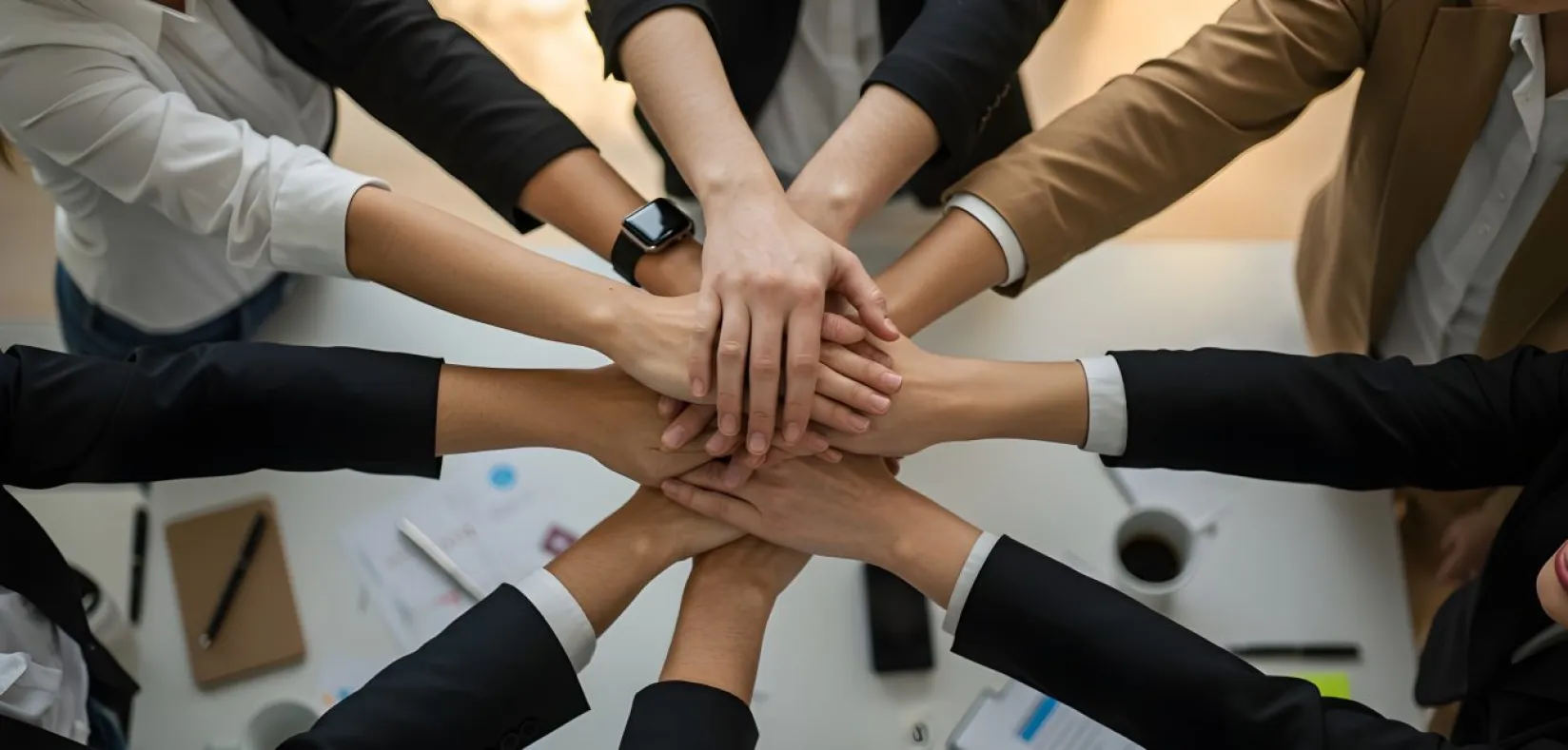 Foto de manos unidas.